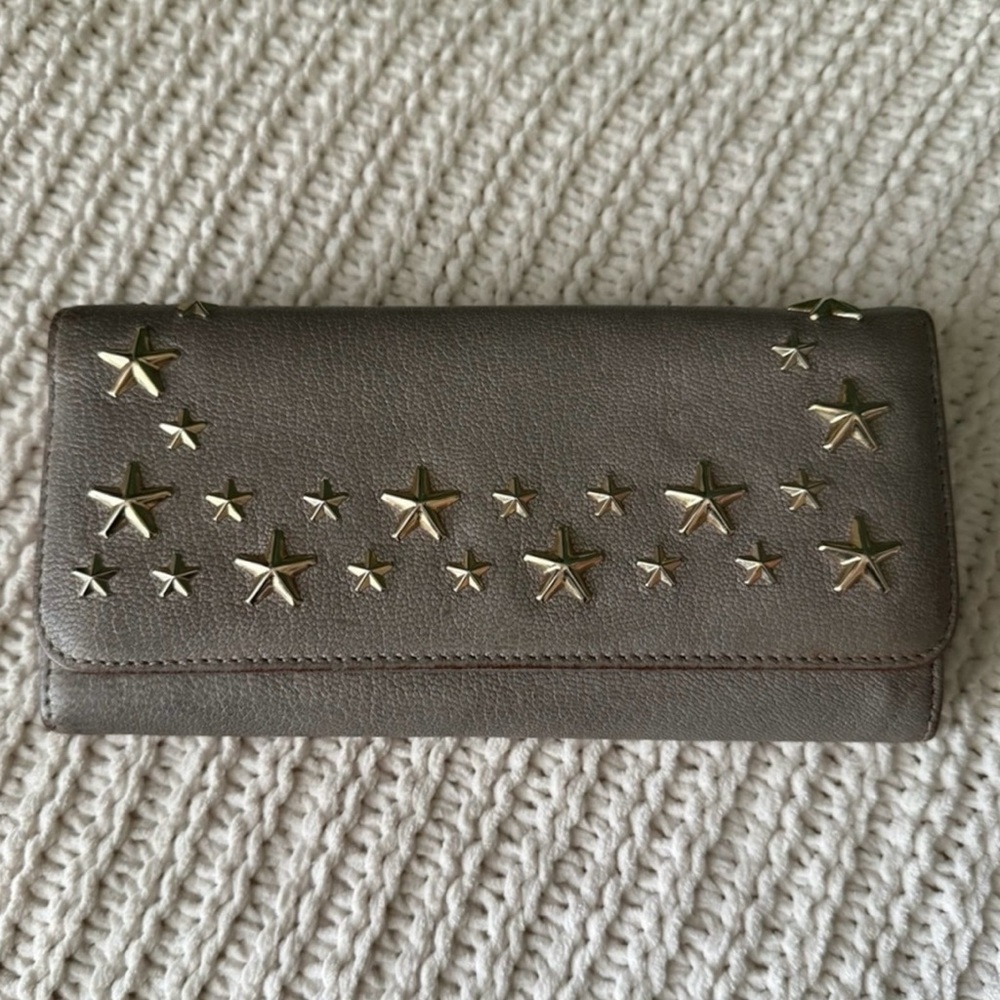 Jimmy Choo Star-Studded Gray Wallet Authentic with COA